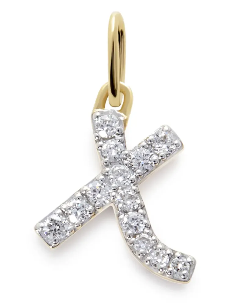 Monica Vinader 14kt Gelbgoldhalskette mit L-Anhänger mit Diamant Gold