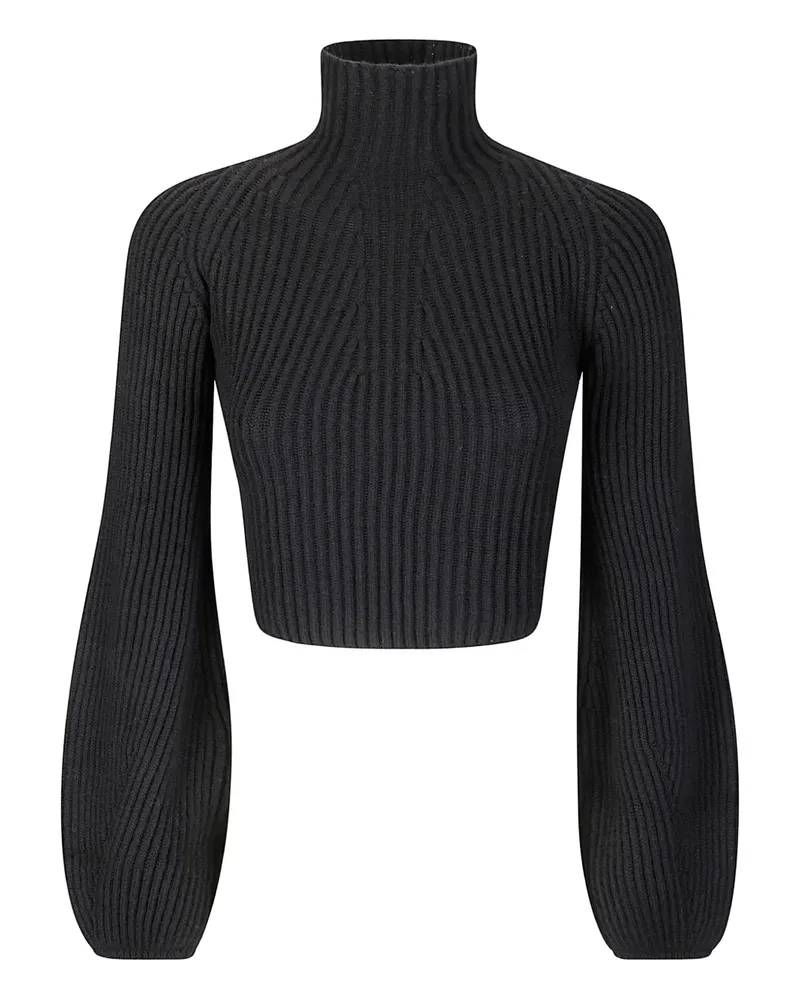 SPORTMAX Gerippter Strickpullover - Schwarz Schwarz