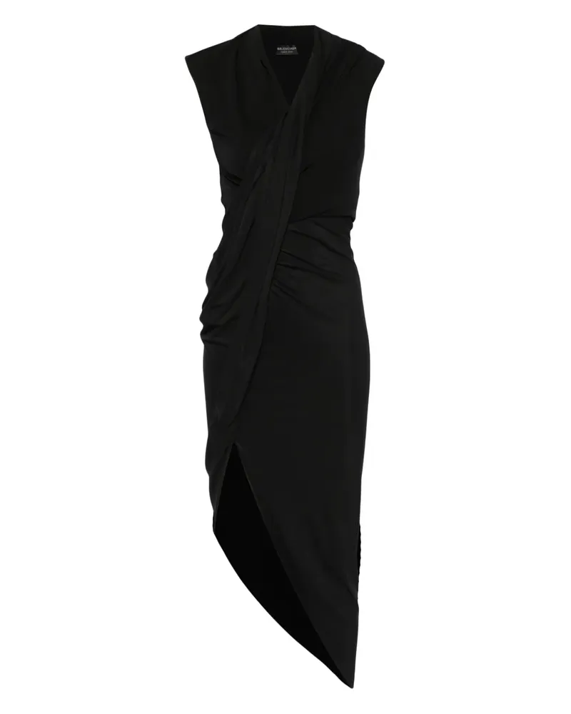 Balenciaga Drapiertes Midikleid - Schwarz Schwarz