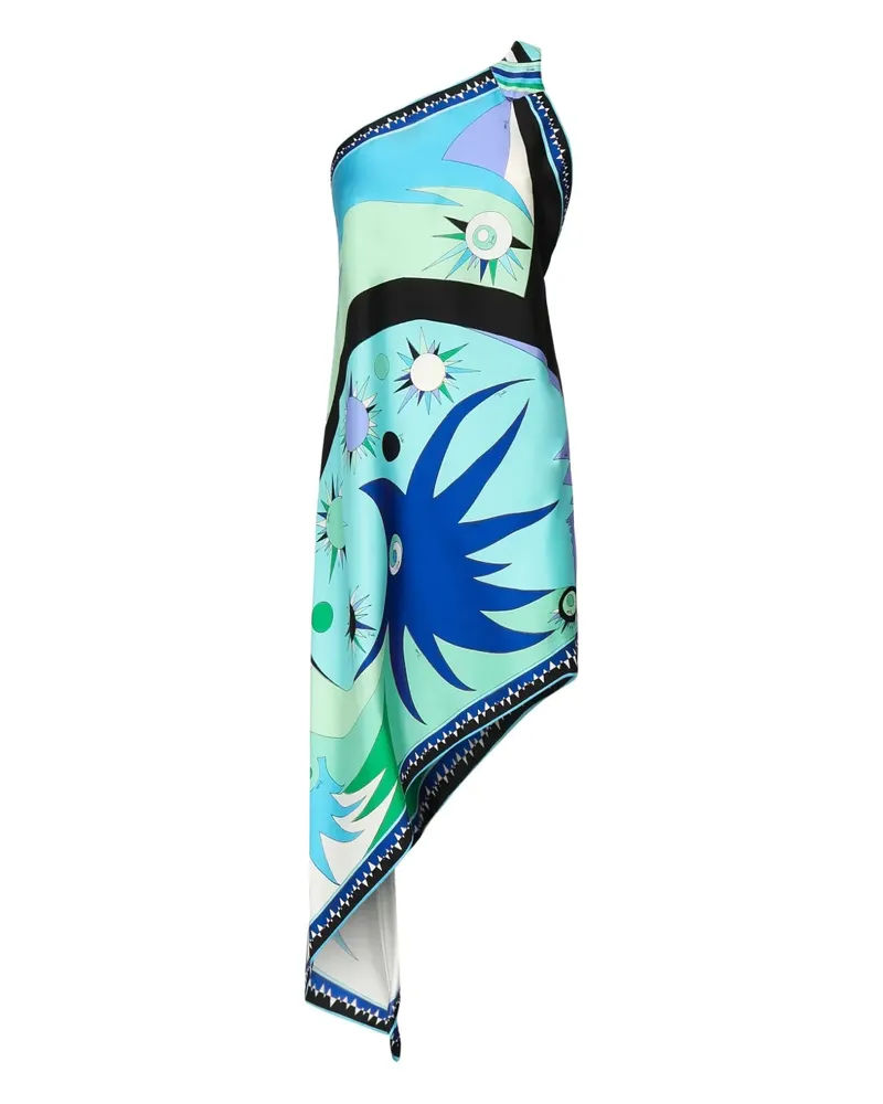 Emilio Pucci Asymmetrisches Seidenkleid mit Stella-Print - Grün Grün