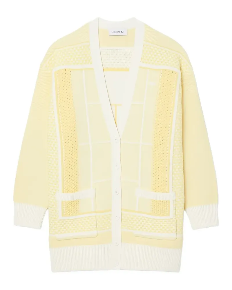Lacoste Cardigan aus Tennis Court-Jacquard - Gelb Gelb