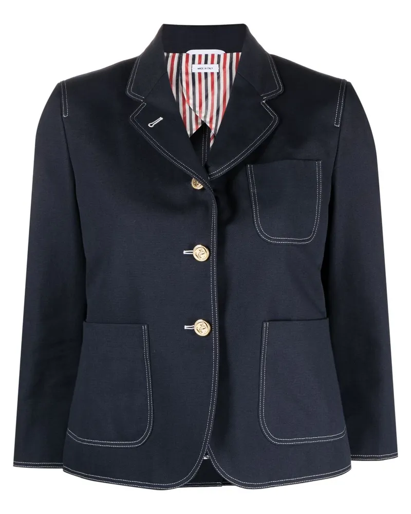Thom Browne Cropped-Jacke mit Patch - Blau Blau
