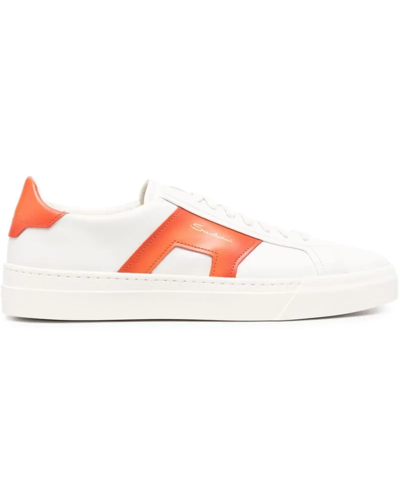 Santoni Sneakers mit Kontrasteinsätzen - Weiß Weiß