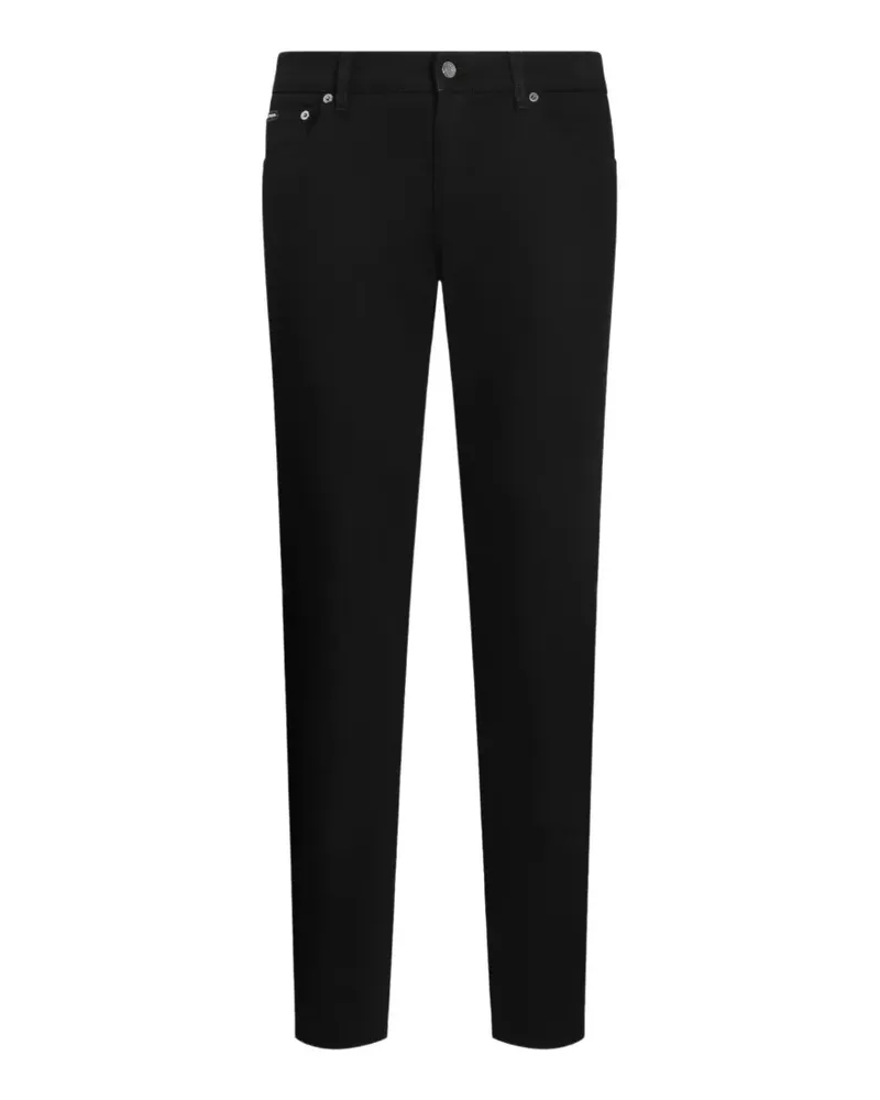 Dolce & Gabbana Slim-Fit-Jeans mit Logo-Schild - Schwarz Schwarz