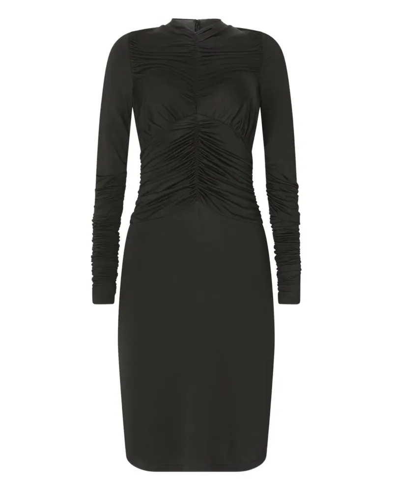Genny Gerafftes Midikleid - Schwarz Schwarz