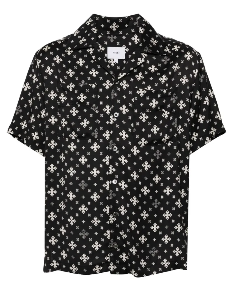 RHUDE Kreuzbandana-Hemd - Schwarz Schwarz