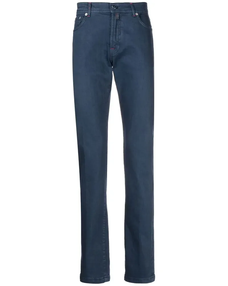 Kiton Chino mit schmalem Schnitt - Blau Blau