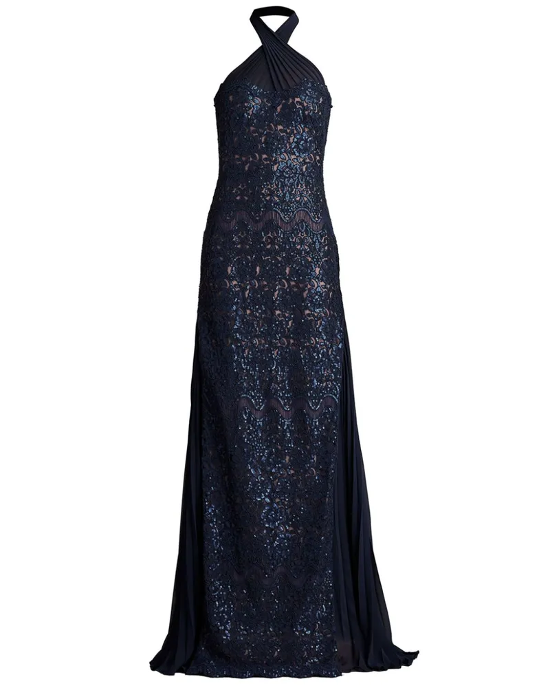 Tadashi Shoji Kleid mit Schleifenverschluss Blau