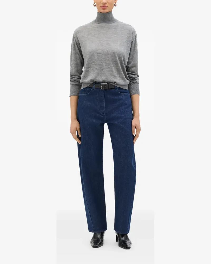 Another Tomorrow featherweight fine-knit turtleneck top - Grau Grau