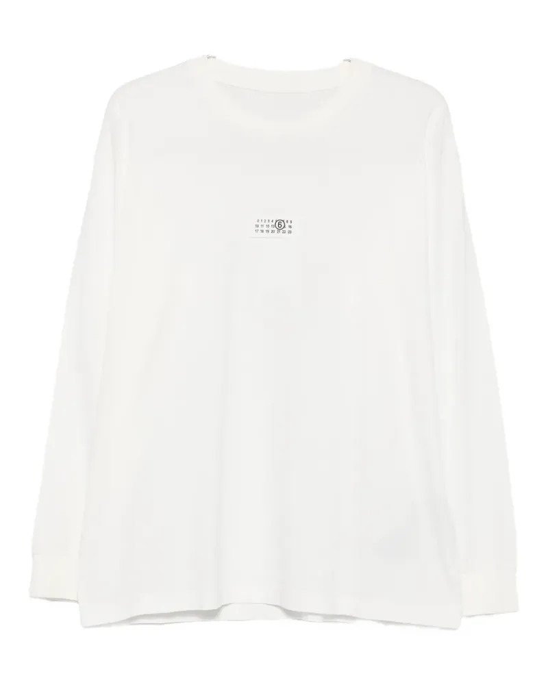 Maison Margiela Langarmshirt mit Logo-Patch - Weiß Weiß