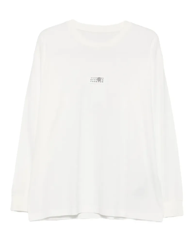Maison Margiela Langarmshirt mit Logo-Patch - Weiß Weiß