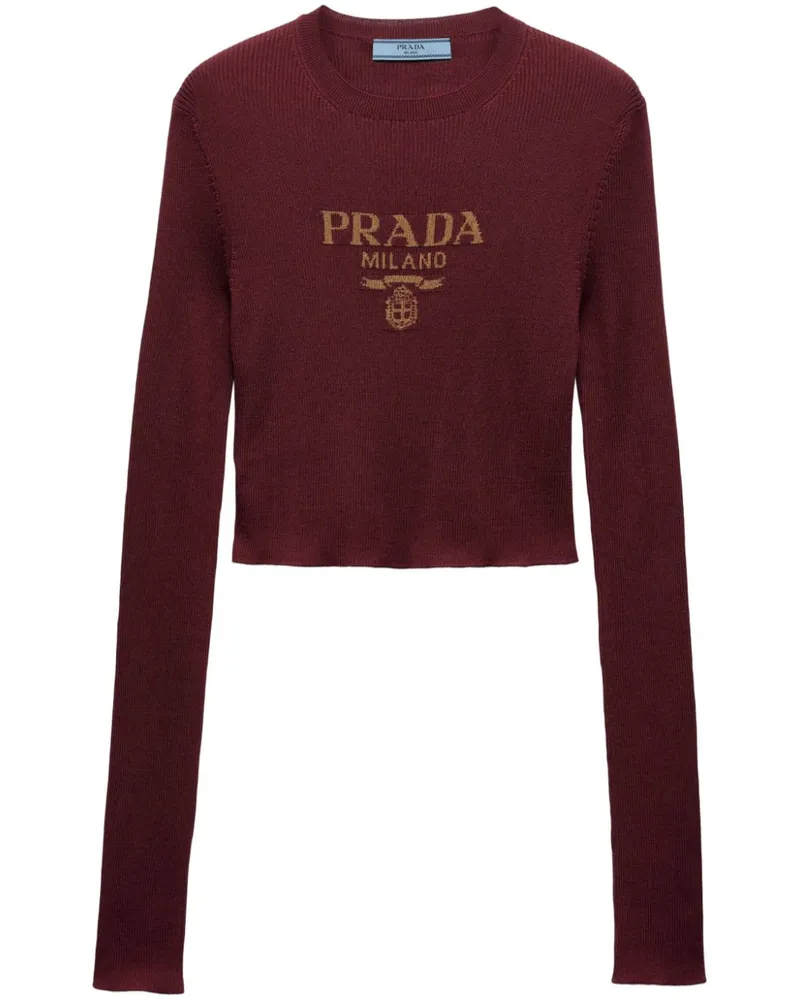 Prada Oberteil mit Intarsien-Logo - Rot Rot