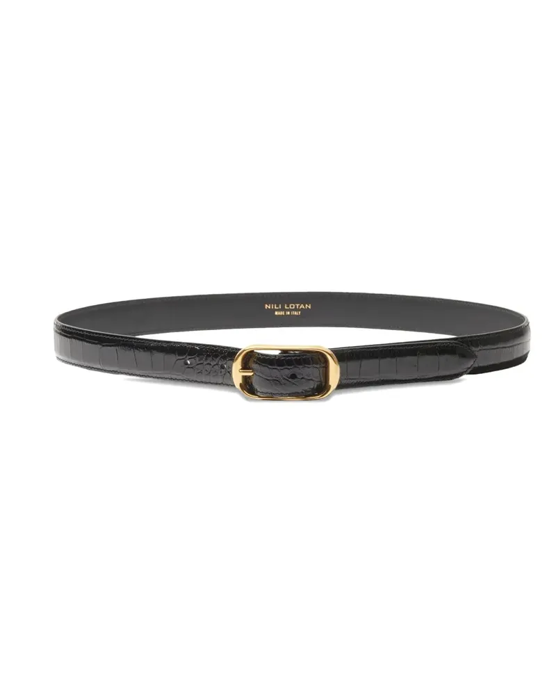 Nili Lotan Reine embossed buckle belt - Schwarz Schwarz
