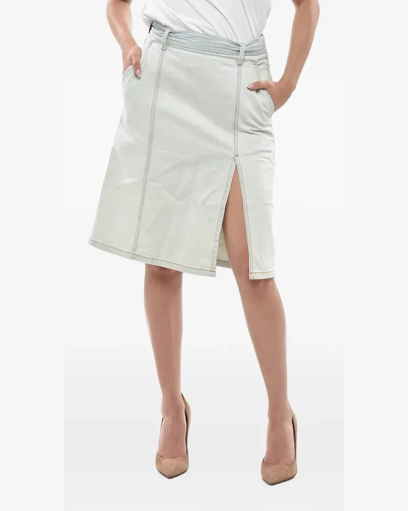 Stella McCartney belted front-slit mid skirt - Blau Blau