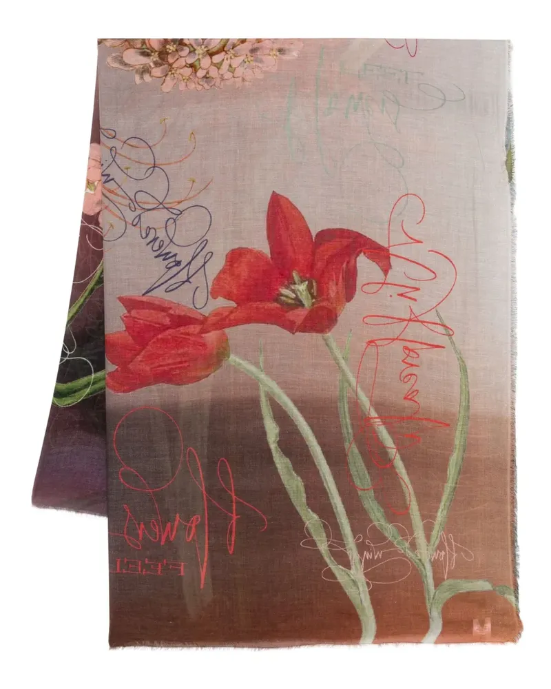 Faliero Sarti Seidenschal mit Blumen-Print - Rot Rot