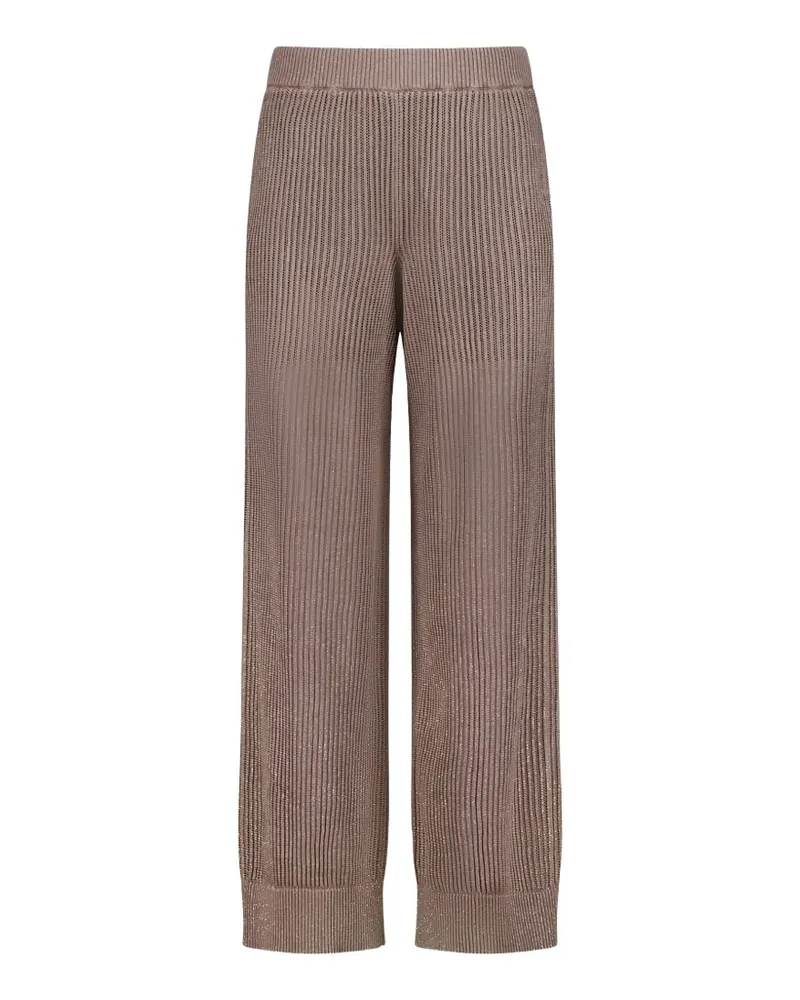 Brunello Cucinelli ribbed-knit metallic-thread trousers - Braun Braun