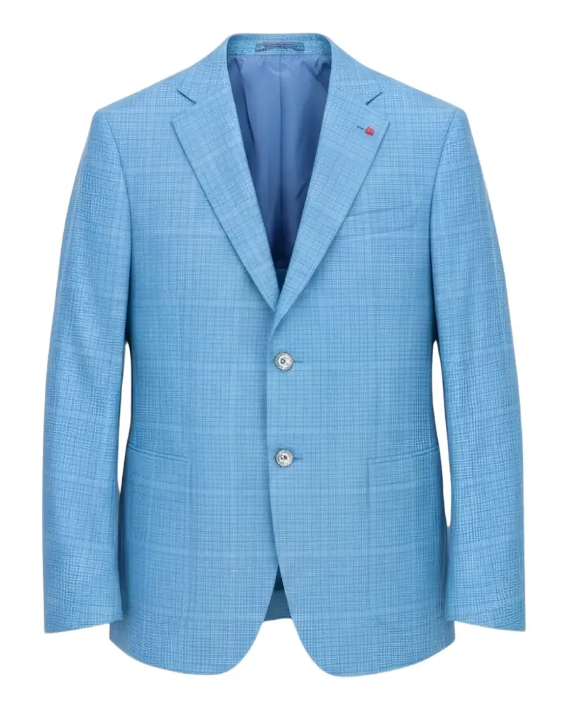 Isaia check-pattern notched-lapel jacket - Blau Blau