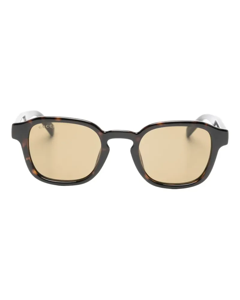 Gucci Web-stripe rectangle-frame sunglasses - Braun Braun