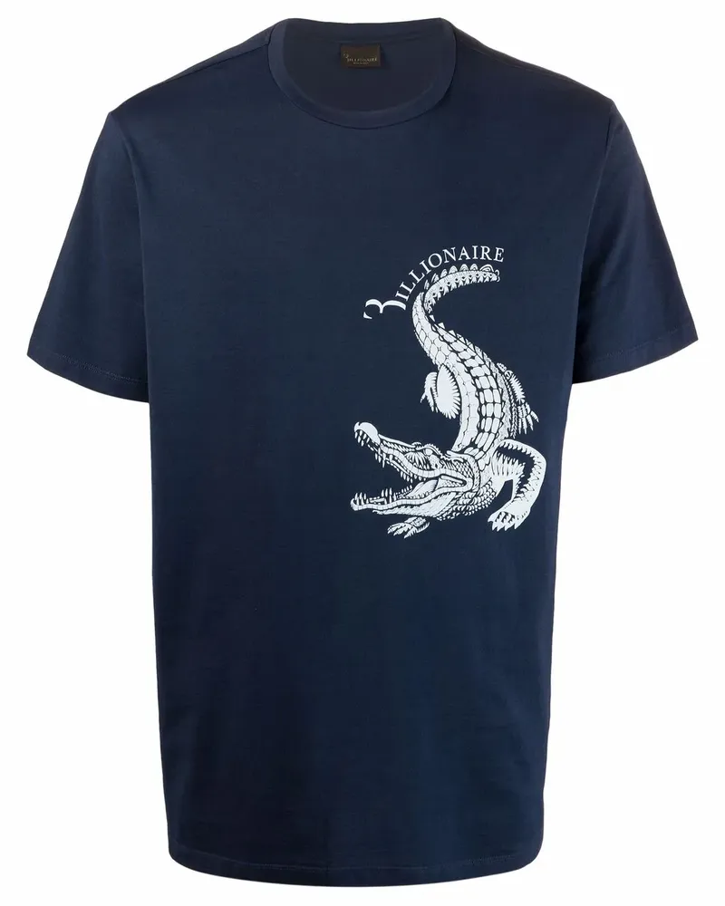 Billionaire T-Shirt mit Kroko-Effekt - Blau Blau