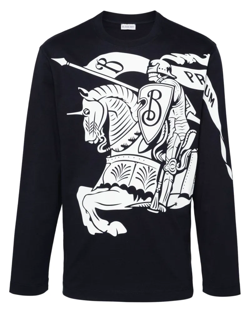 Burberry T-Shirt mit Equestrian Knight-Print - Blau Blau