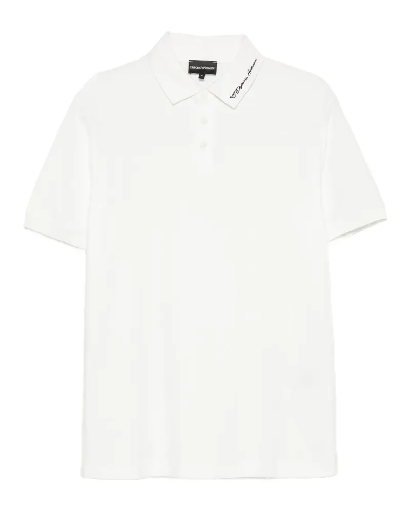 Emporio Armani logo-embroidered polo shirt - Weiß Weiß