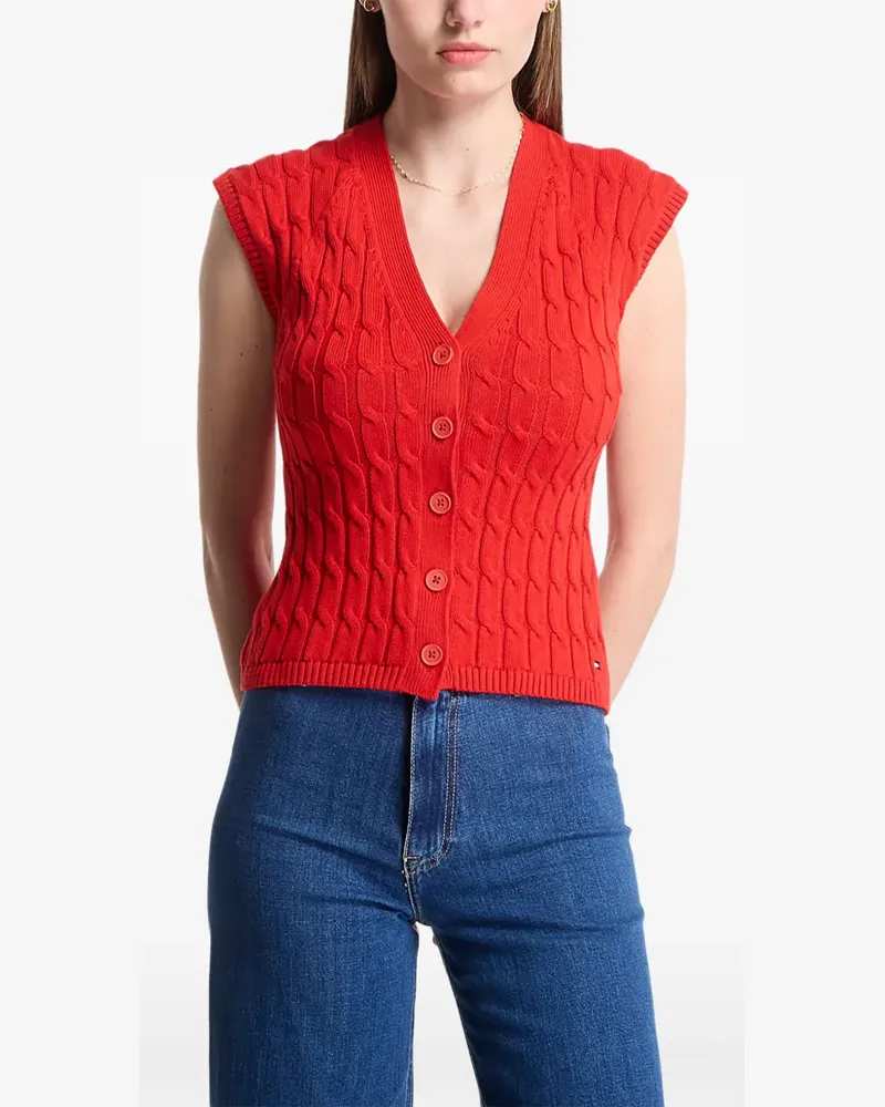 Tommy Hilfiger cable-knit button-up cardigan - Rot Rot