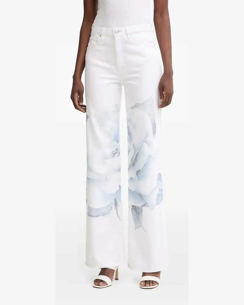 Guess floral-print logo-patch jeans - Weiß Weiß