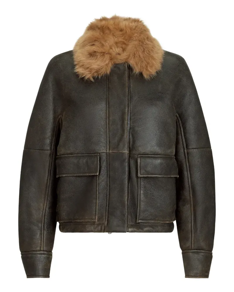 Brunello Cucinelli Shearling Fliegerjacke mit Monili - Braun Braun