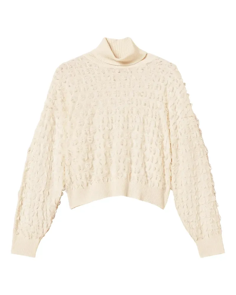 Twin-Set Rollkragenpullover mit Fransen - Weiß Weiß