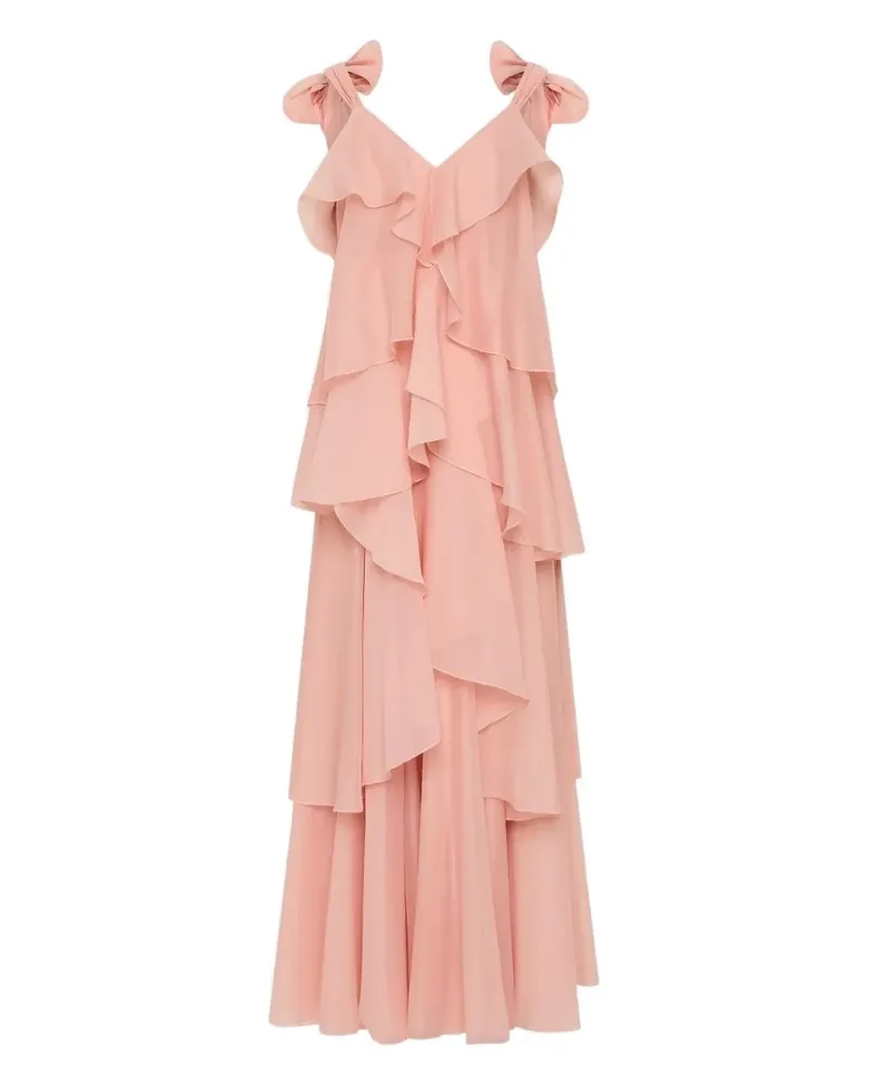 Aje. Gracie ruffled bow maxi dress - Rosa Rosa