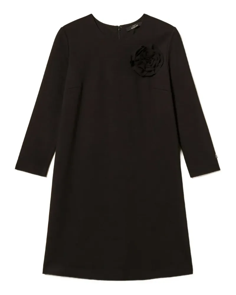 Twin-Set floral-brooch mini dress - Schwarz Schwarz