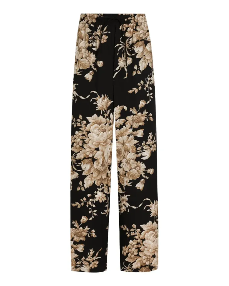 Dolce & Gabbana Hose mit Blumen-Print - Schwarz Schwarz