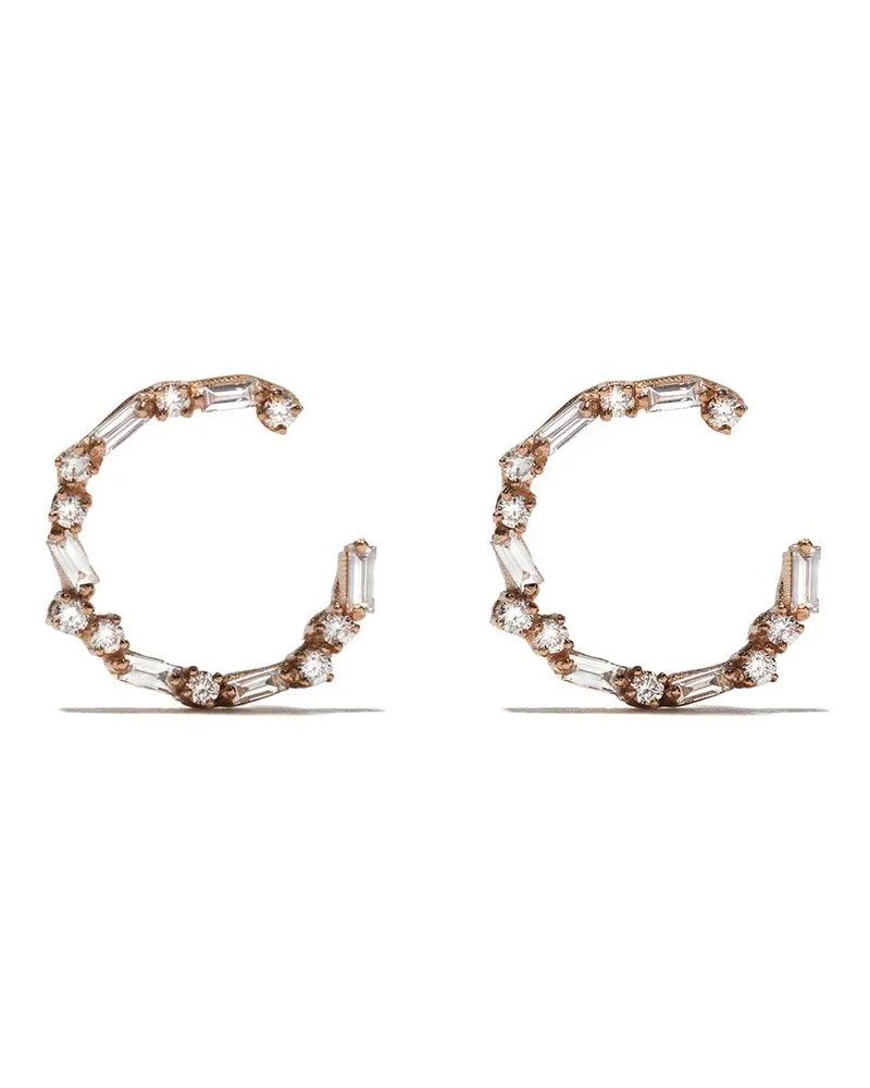 Suzanne Kalan 18kt 'Firework Spiral' Rotgoldcreolen mit Diamanten - Rosa Rosa