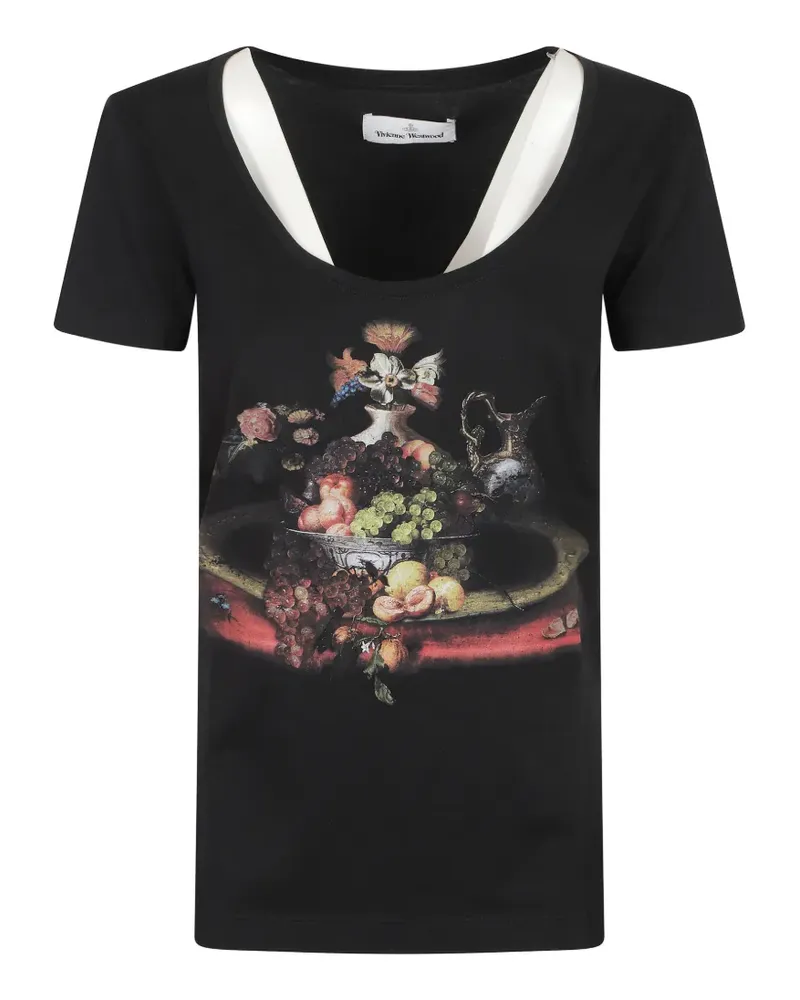 Vivienne Westwood T-Shirt mit U-Ausschnitt - Schwarz Schwarz
