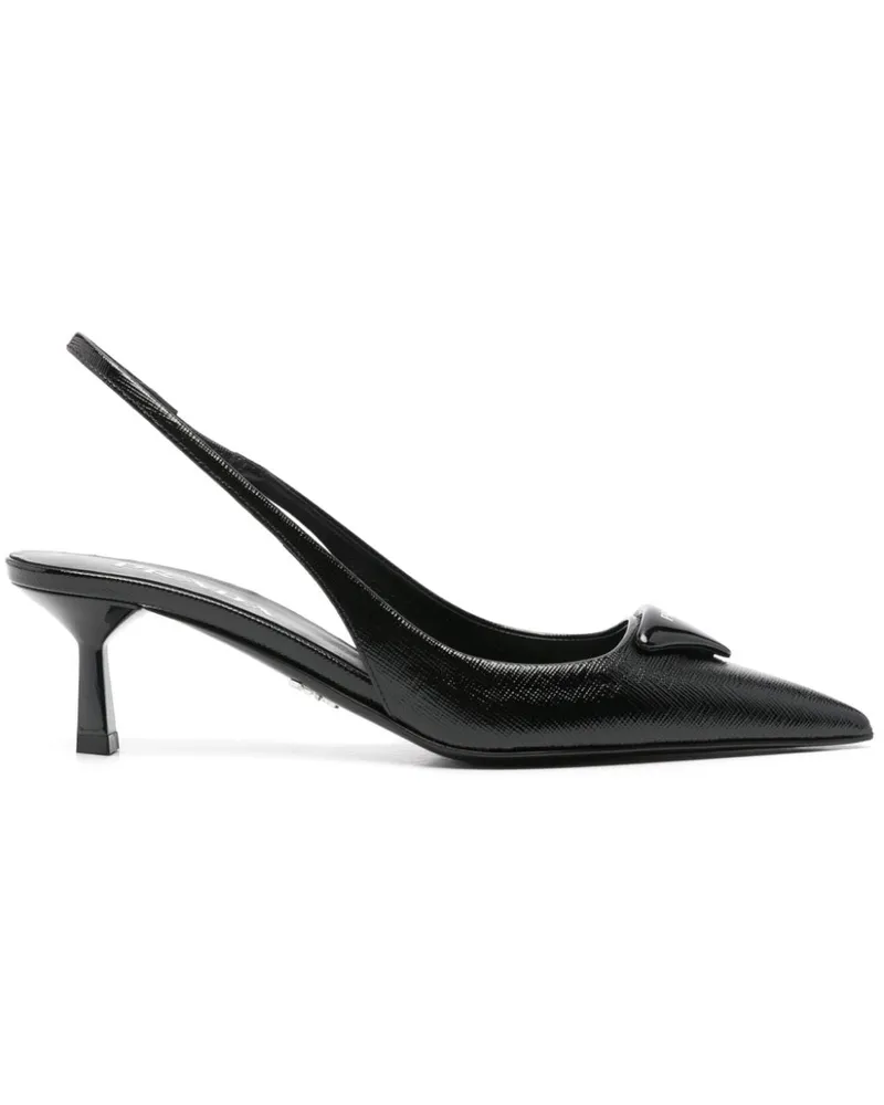 Prada Slingback-Pumps mit Logo-Schild 55mm Schwarz