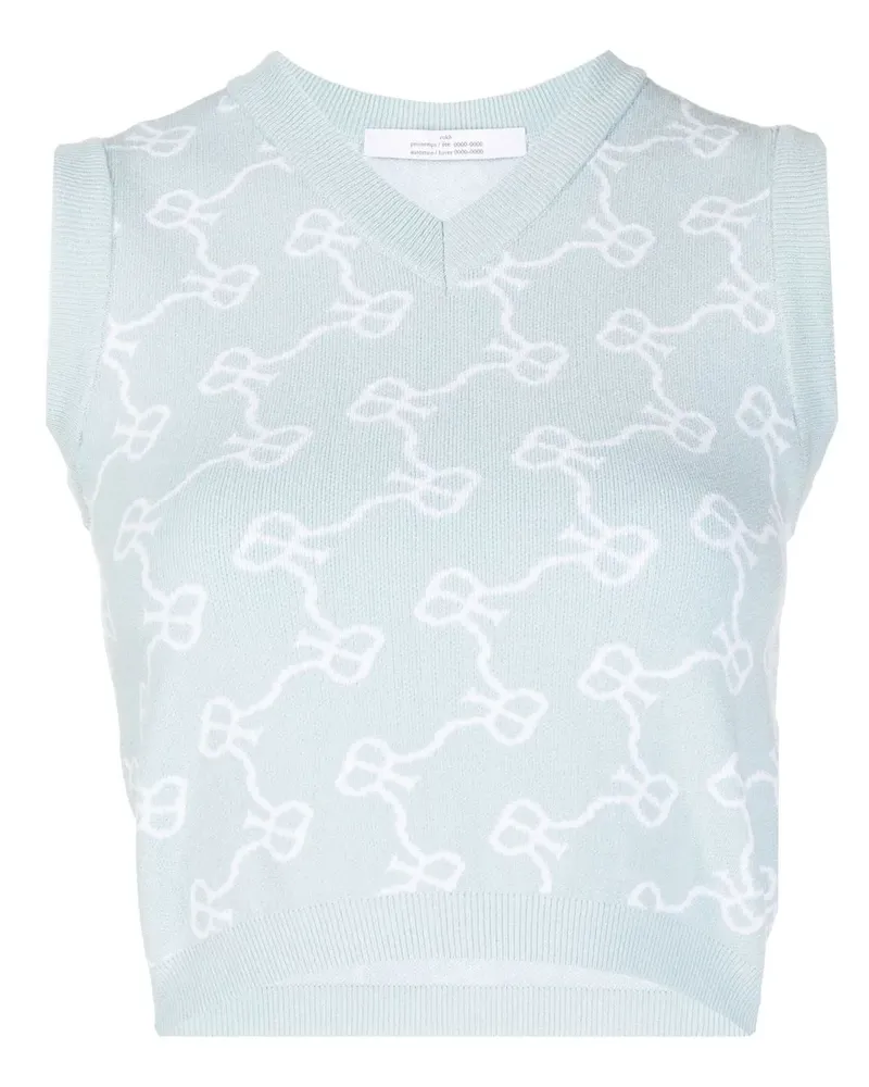Rokh Cropped-Top mit Monogrammmuster - Blau Blau