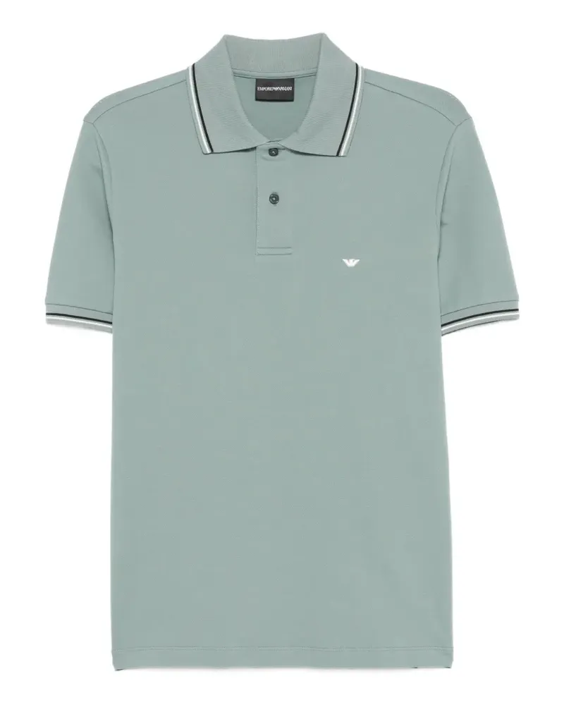 Emporio Armani logo-embroidered polo shirt - Blau Blau