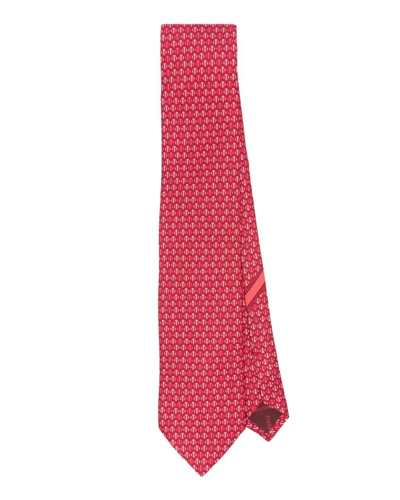 Ferragamo Seidenkrawatte mit Gancini-Muster - Rot Rot