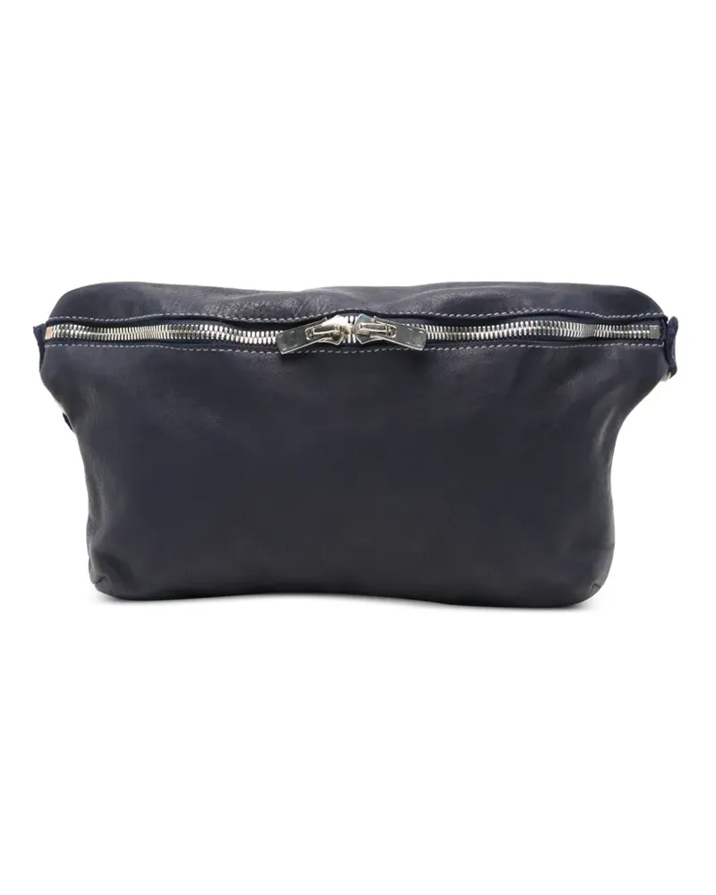 GUIDI Gürteltasche aus gekörntem Leder - Blau Blau