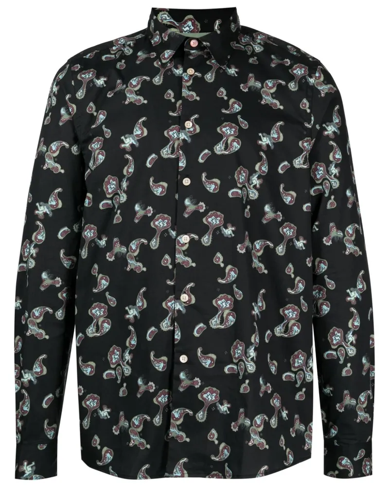 Paul Smith Hemd aus Bio-Baumwolle mit Paisleymuster - Schwarz Schwarz