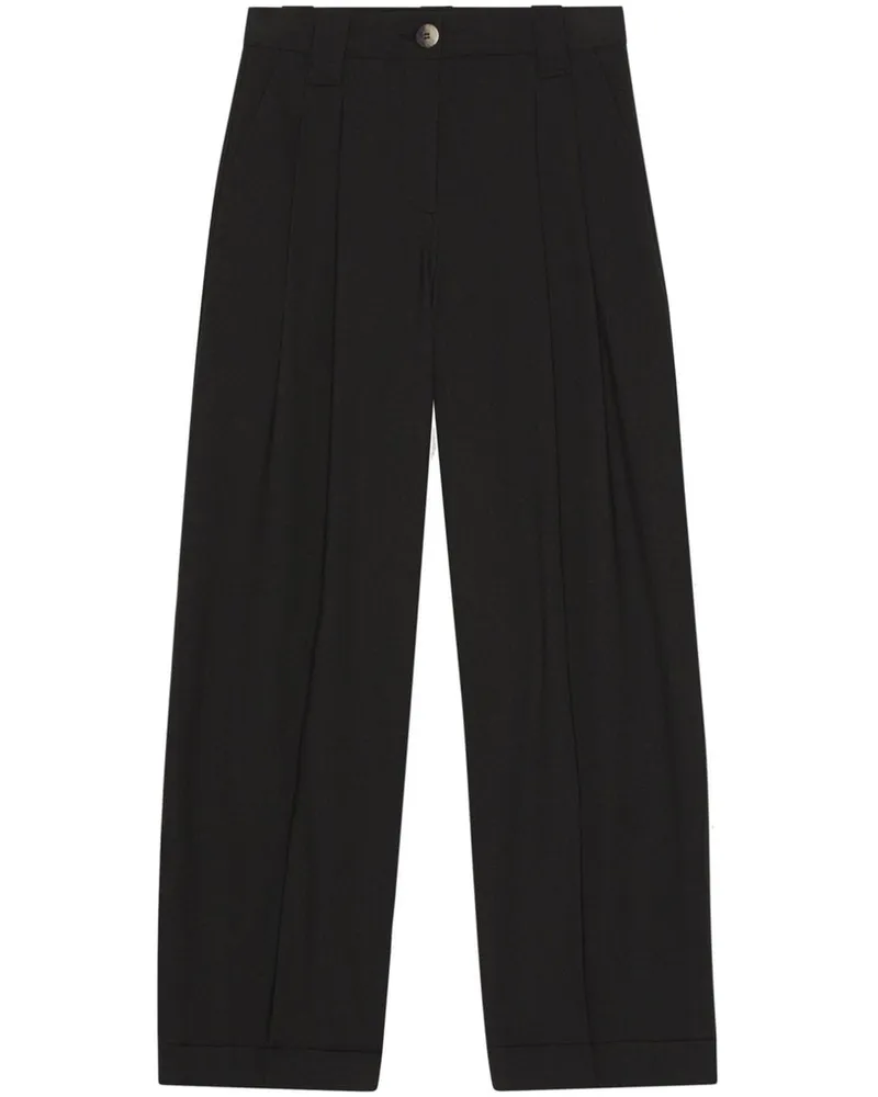 Ganni Hose mit weitem Bein - Schwarz Schwarz