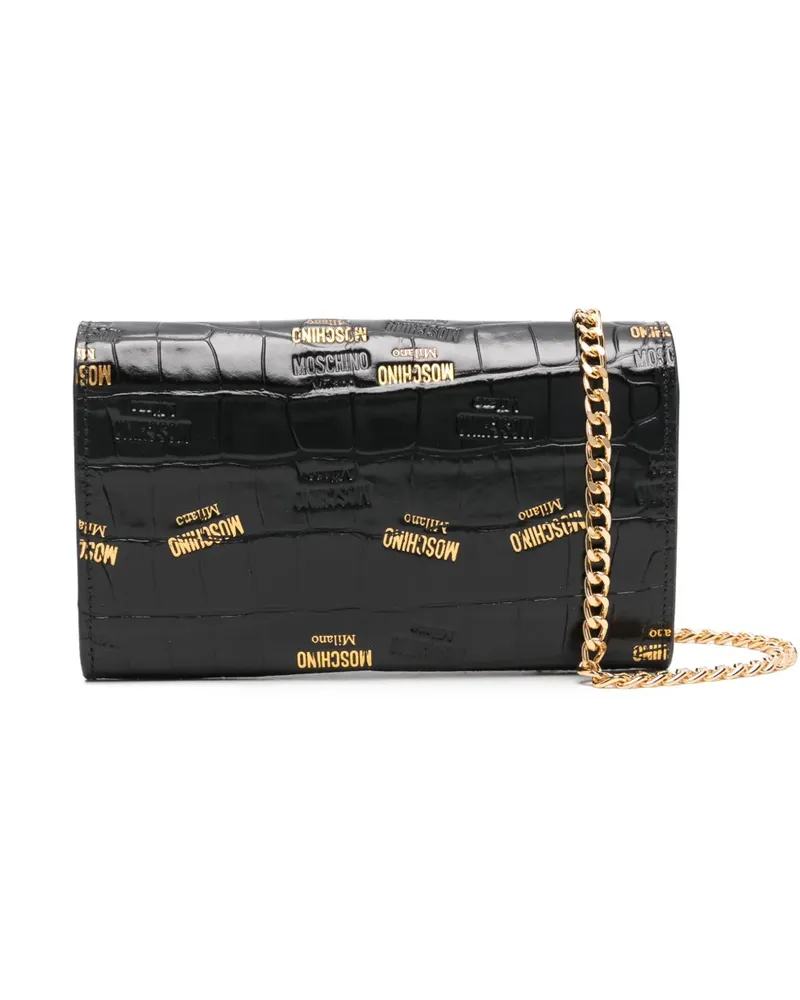 Moschino Clutch mit Logo-Prägung - Schwarz Schwarz
