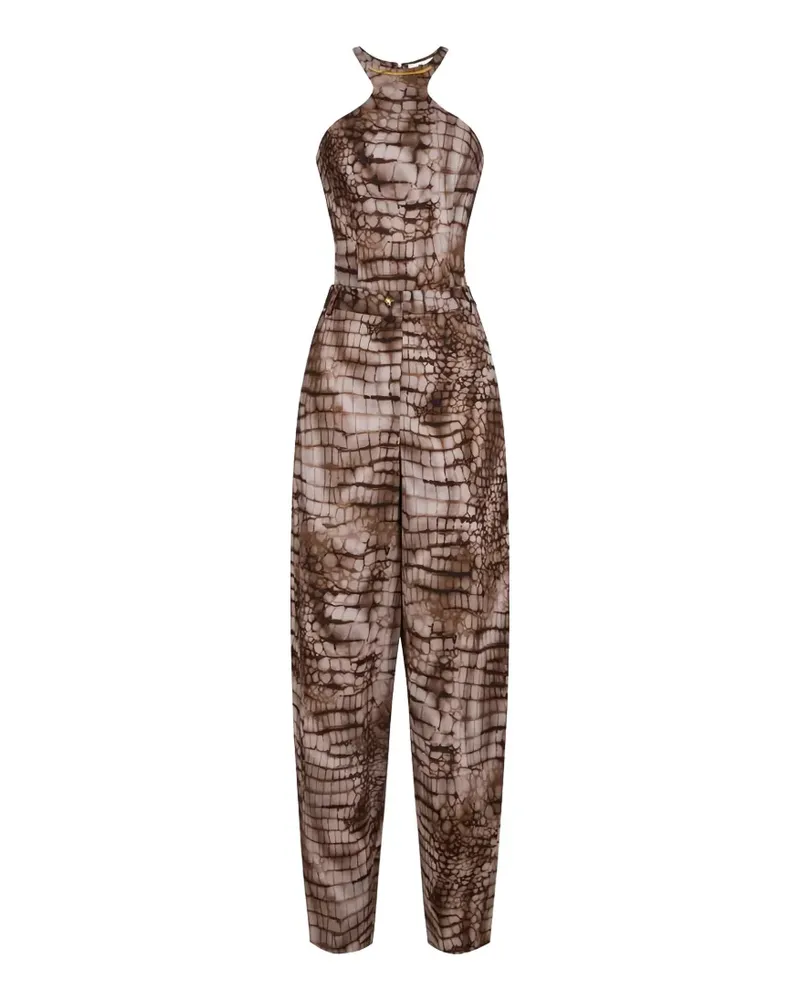 Elisabetta Franchi alligator-print racerback jumpsuit - Braun Braun