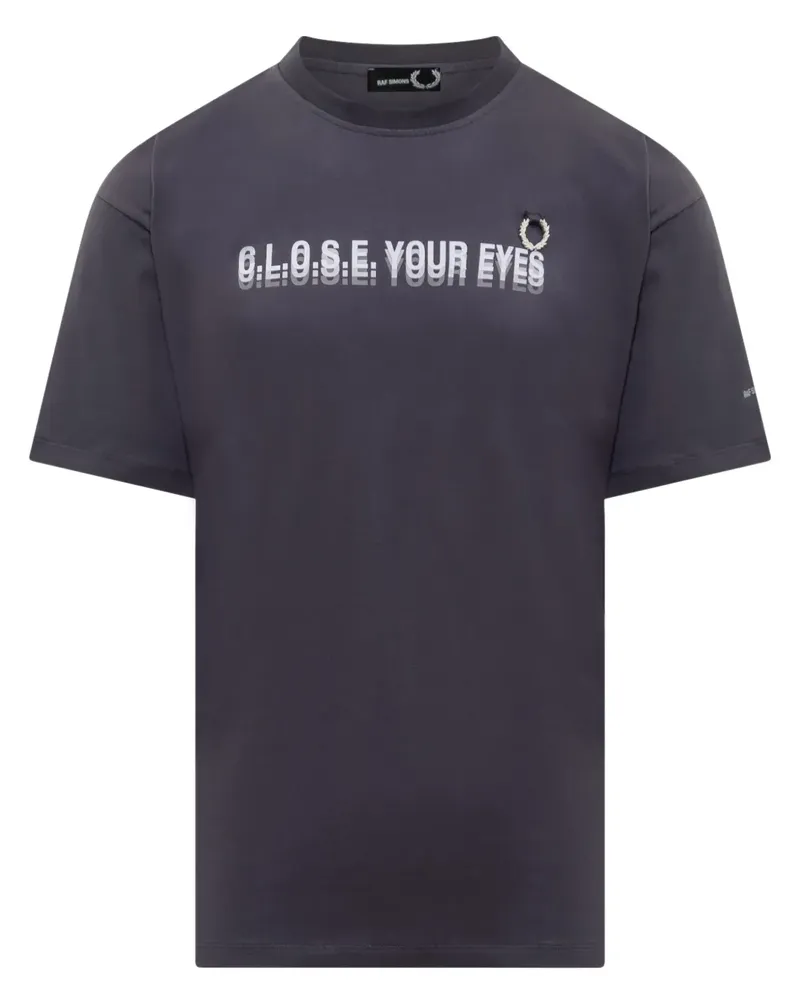Raf Simons T-Shirt mit Slogan-Print - Blau Blau