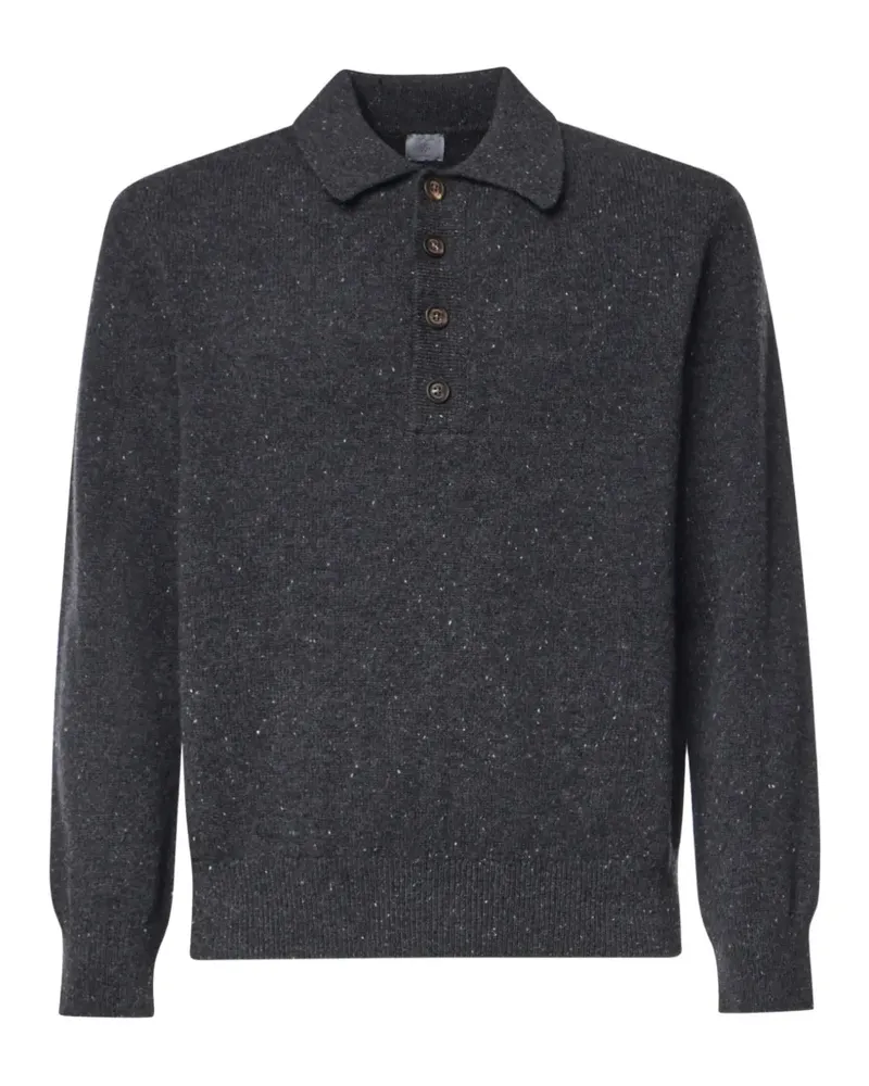 Eleventy Meliertes Poloshirt aus Merinowolle - Grau Grau