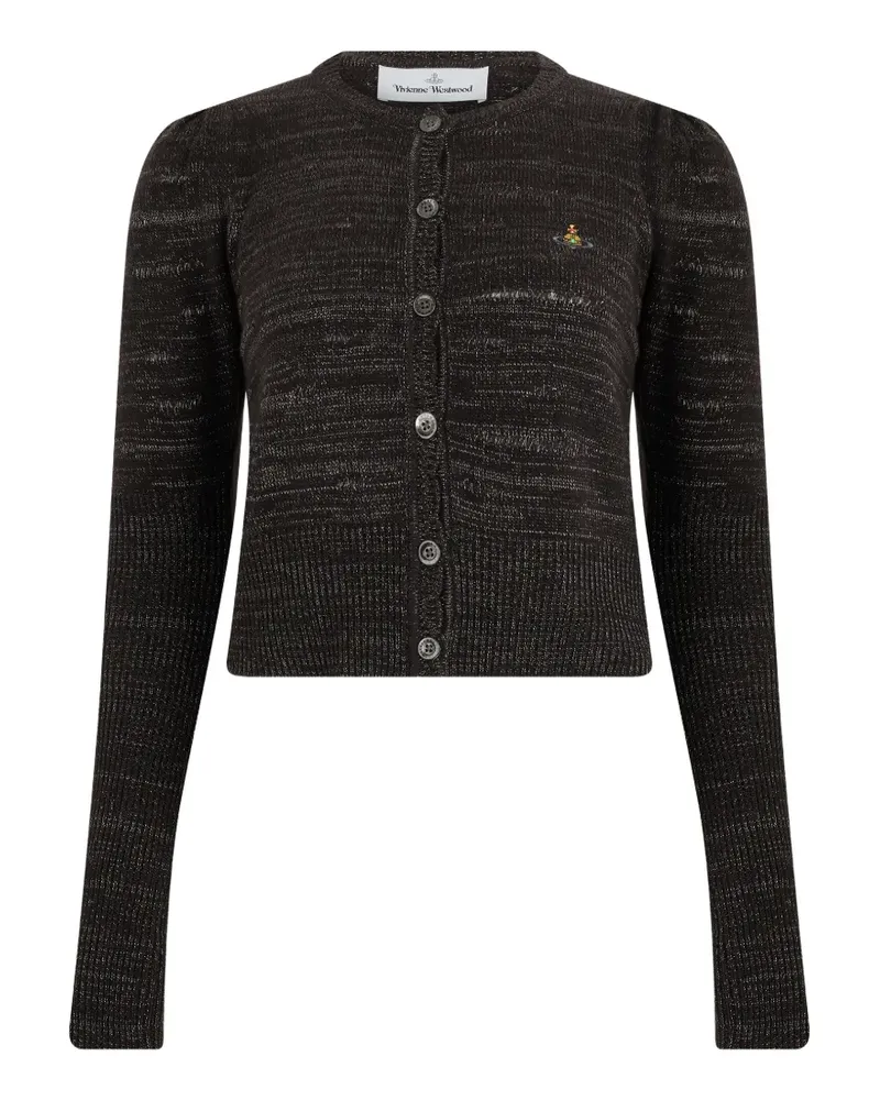 Vivienne Westwood Orb-embroidered puff-sleeve cardigan - Schwarz Schwarz