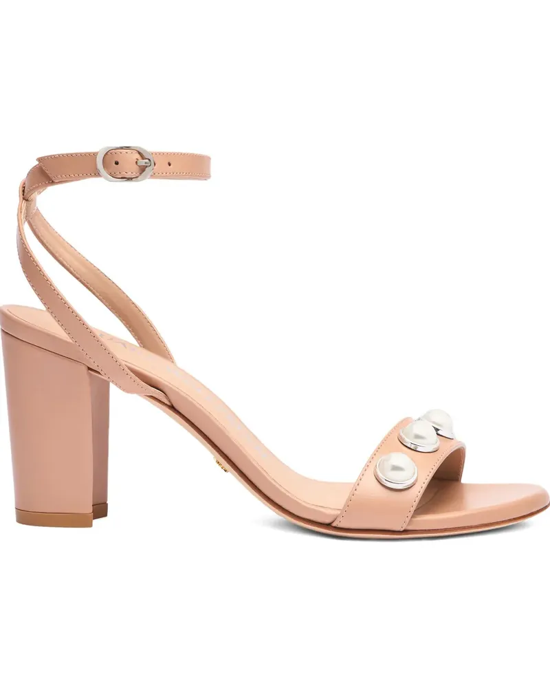 Stuart Weitzman 80mm Nearlybare portia pearl-embellished sandals - Nude Nude