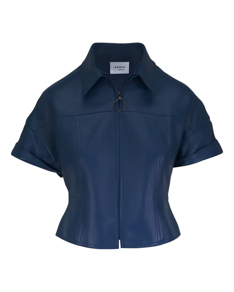 Akris collared leather zip jacket - Blau Blau