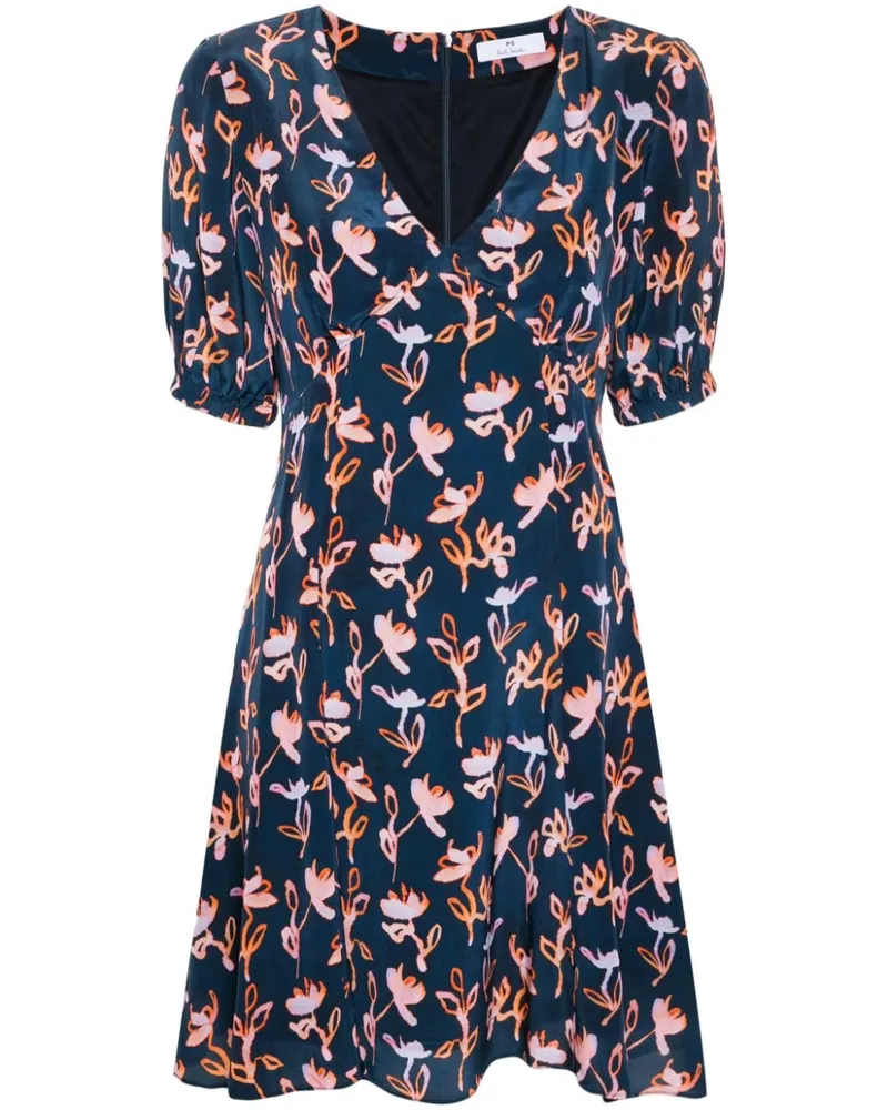 Paul Smith Minikleid mit abstraktem Print - Blau Blau