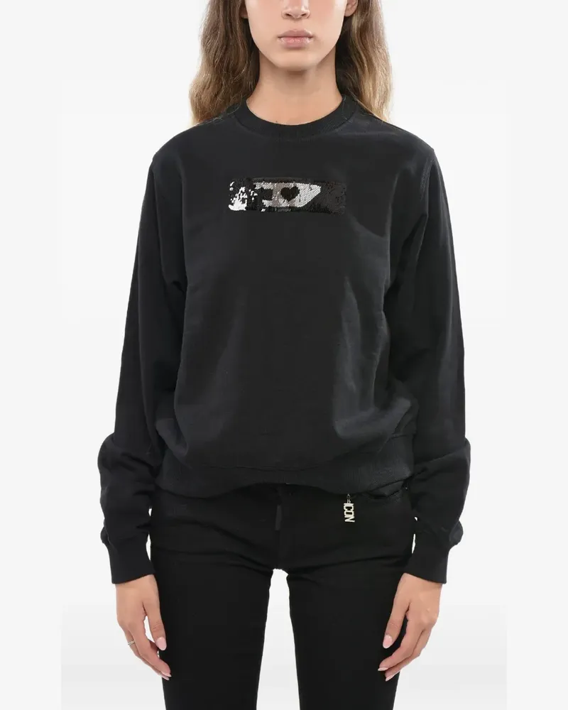 Diesel sequin-logo long-sleeve sweatshirt - Schwarz Schwarz